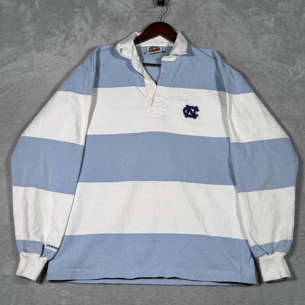 North Carolina Tar Heels Rugby Shirt Mens XL (Fits L) Blue Barbarian NCAA